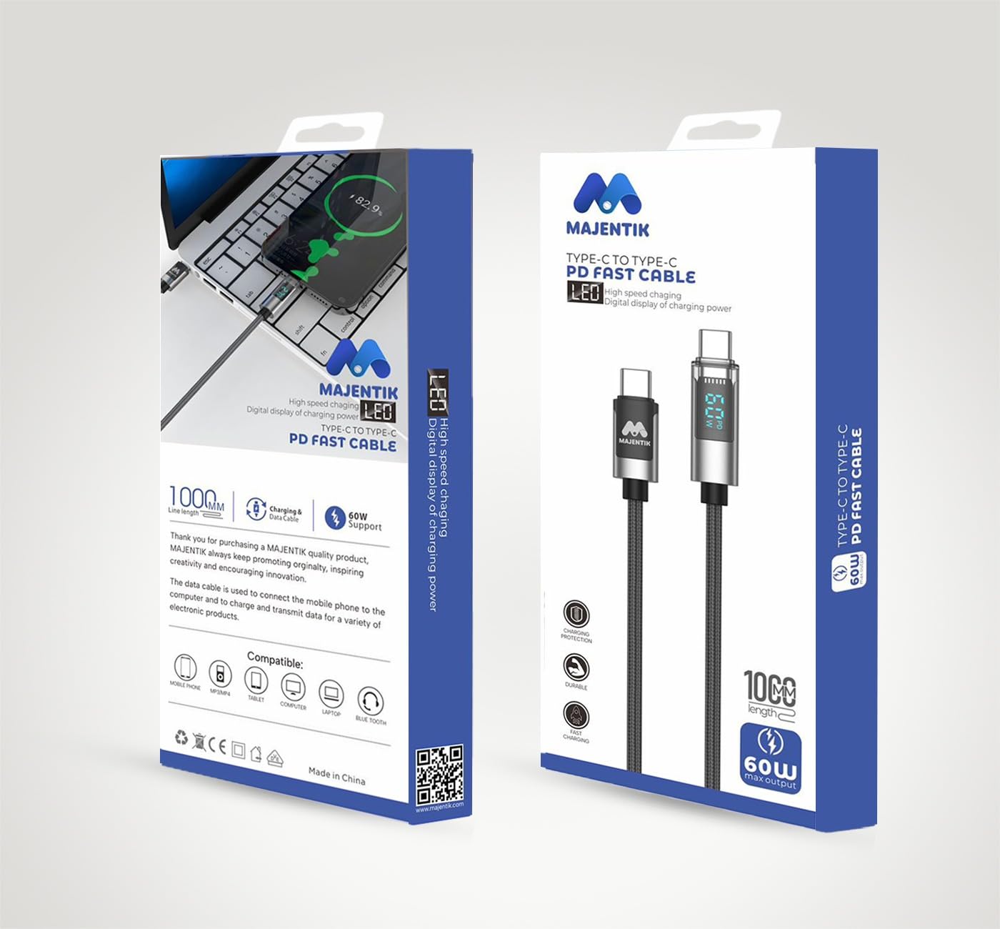 MAJENTIK Cl002 Type-C Fast Charge Cable with Display