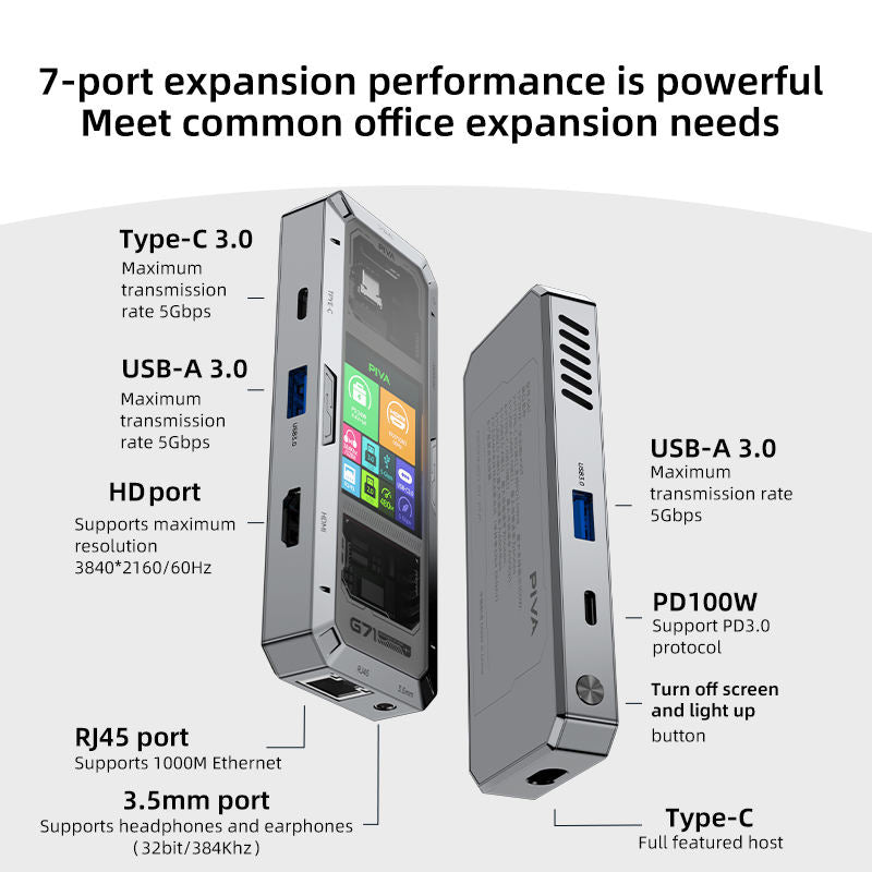 PIVA G71 E-Sports 7-in-1 Adaptor with Display