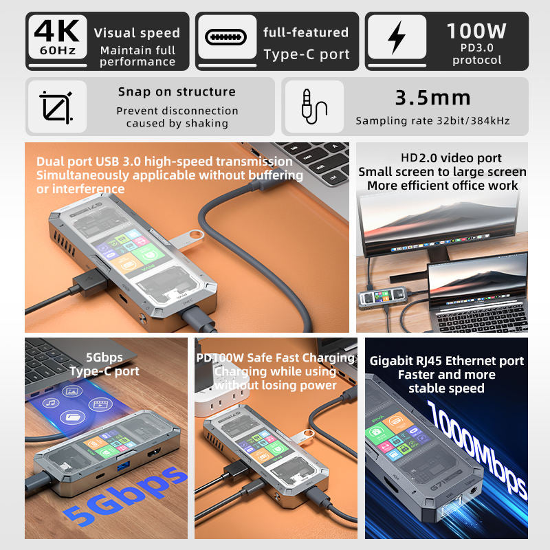 PIVA G71 E-Sports 7-in-1 Adaptor with Display