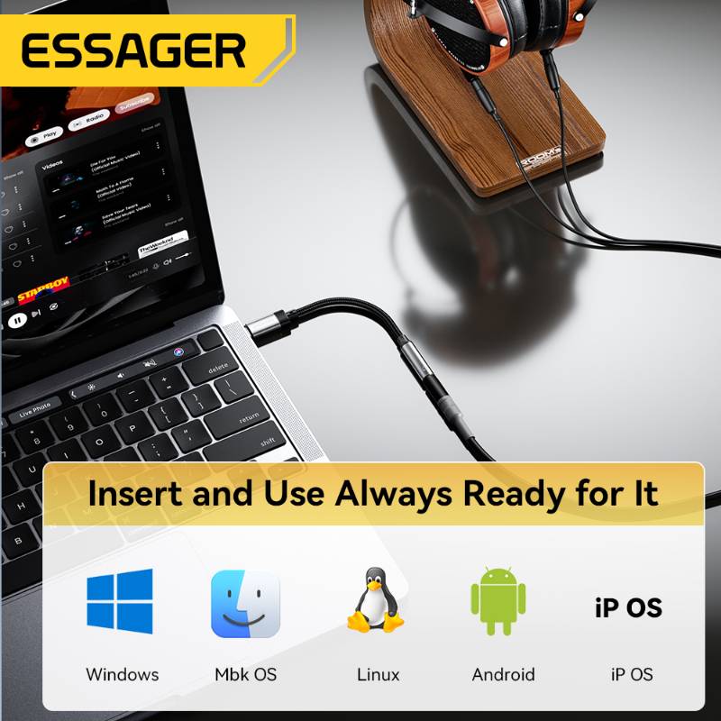 ESSAGER Type C to 3.5mm HIFI DAC