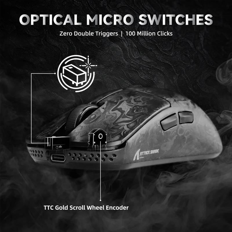 ATTACK SHARK R11 ULTRA Carbon Fiber Wireless 8K Gaming Mouse